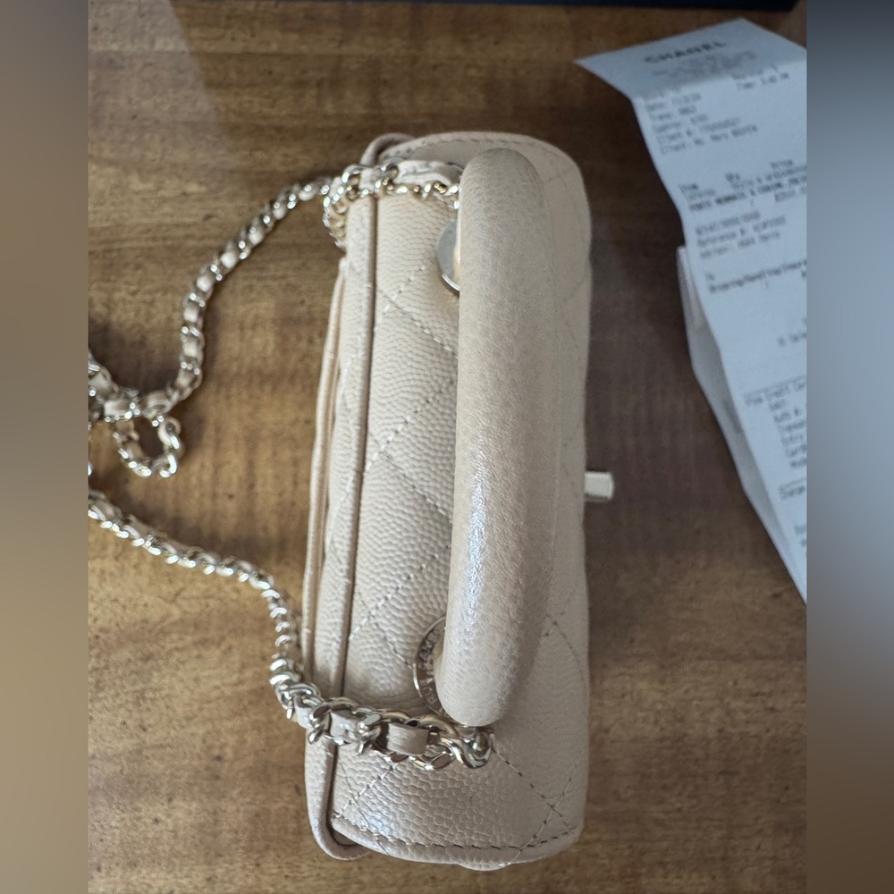 Chanel Beige Caviar Leather Micro Coco Handbag - Picture 15 of 15